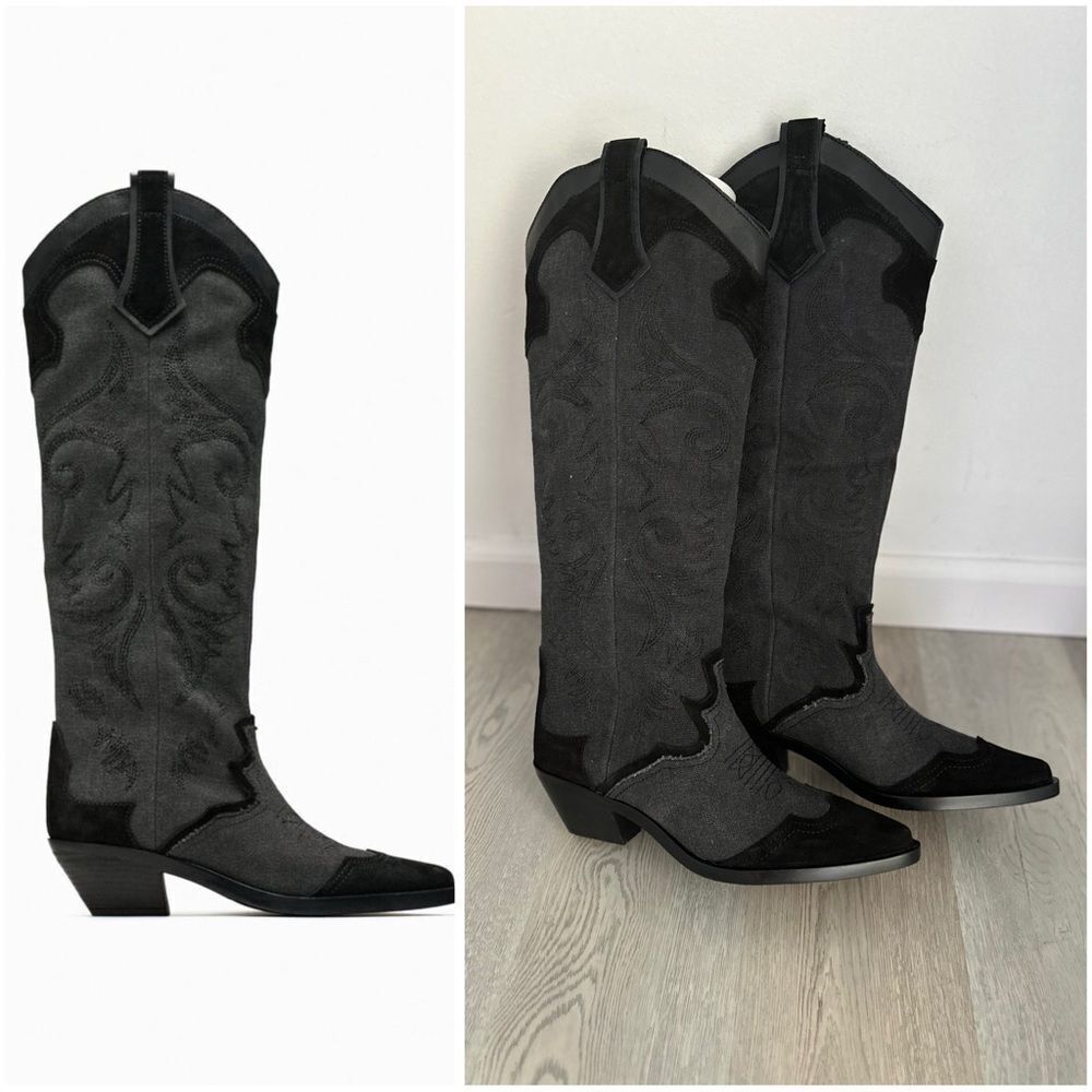ZARA EMBROIDERED HEELED COWBOY BOOTS
BLACK - Picture 4 of 7